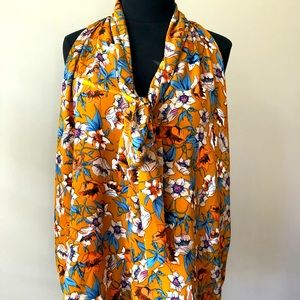 Tie Front, Umgee Mustard Floral Botique Top, L EUC